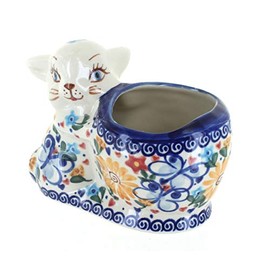 Blue Rose Polish Pottery Butterfly Bunny Basket