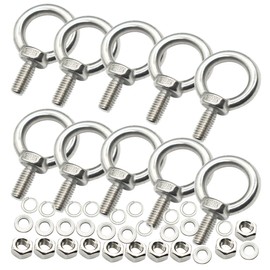 Floyutin Stainless M8 Eyebolt 0.79"(20mm) Long Male Ring Threaded Screw Lifting Shoulder Eye Bolts with Nuts Washers,10 PCS