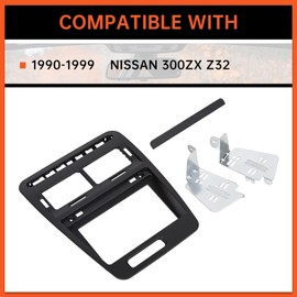 Kojem Radio Bezel Compatible with 1990-1999 Nissan 300ZX Z32 Double Din Radio Bezel with Stock Finish Black
