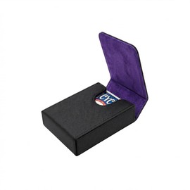 Boltquan Single Deck Leather Poker Card Case – Playing Card Holder with Magnetic Closure, Fits Standard Poker Size Cards, Premium Card Protector for Travel & Game Night (Black-Purple)