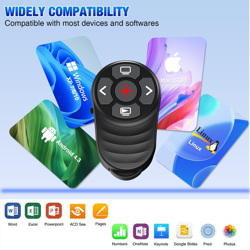 Rechargeable USB Type C Wireless Presentation Clicker, Finger Ring Clicker
