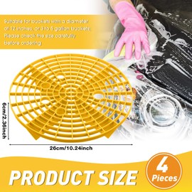 Tallew Car Wash Bucket Grit Insert Auto Detail Grit Trap for Car Detailing Cleaning Washing Fits 12 Inch Diameter Bucket or 3-5 Gallon (Yellow,4 Pieces)