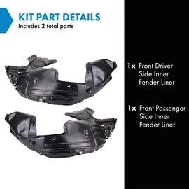 TRQ Front Inner Fender Liner Set Compatible with 2019-2021 Honda Passport 2016-2022 Pilot 2017-2020 Ridgeline HO1248162 HO1249162