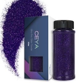 Ceya 3.5oz/ 100g Ultra Fine Glitter Powder Aubergine Purple Glitter 1/128” 0.008” 0.2mm for Slime Epoxy Resin Craft Tumbler Jewelry Nail Art Festival Makeup Scrapbook Painting Wedding Cards