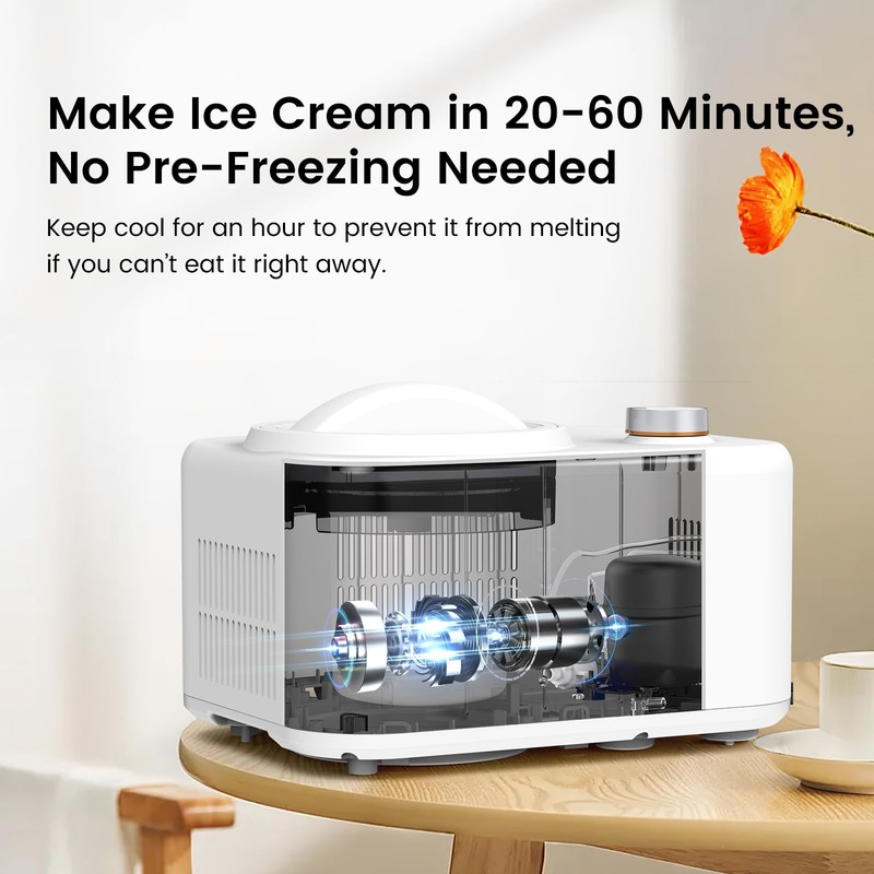 COWSAR 1 Quart Ice Cream Maker Machine with Built-in Compressor,
