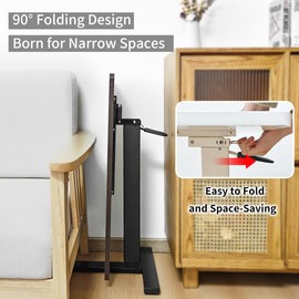 lumizone Foldable Overbed Table with Wheels Adjustable Height Bedside Desk 27.56"-36.61" Rolling Hospital Bed Table with Casters Medical Tray for Home Use Desk Over The Bed