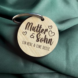 Mutter & Sohn Schlüsselanhänger handgemacht aus Holz, Glücksbringer, Geschenke für Sohn, Inspirational Sohn, Coole Sachen für Teenager Jungen, bester Sohn der Welt