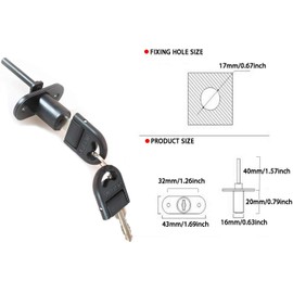 HOWDIA 2 Pcs - Drawer Lock Cabinet Locks with Keys, Zinc Alloy Desk Locks File Cabinet Lock for Wardrobe Furniture Locker Showcase with 2 Key 16mm (Black)