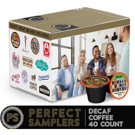 Perfect Samplers Single Serve & Decaf K Cups Variety Pack, Unflavored & Flavored Decaf Coffee Pods, Decaffeinated Coffee for Keurig K Cups Machines, Hot or Iced Coffee, 40 Count