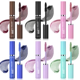 FantasyDay Smudge-Proof Colorful Mascara Set Liquid Lash Extensions Cosmetics, 6 Pcs Washable Volumizing Lengthening Defining Curling No Clumping Mascara Premium Xmas Eye Makeup Gift Set