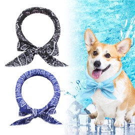 2 Pcs Dog Cooling Bandanas, Cooling Scarf for Dogs and Other Pets, Ice Crystals for Dog Fast Cooling, Cooling Dog Bandana Summer Indoor Outdoor