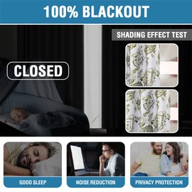 H.VERSAILTEX 100% Blackout Curtains for Bedroom Paisley Floral Printed Curtains 96 Inches Long Grommet Curtains & Drapes Thermal Curtains Window Treatments with Black Liner 2 Panels, Olive