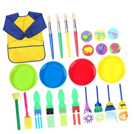 Operitacx 25pc Kids Paint Set Felt Tips Sponge Brush Safe Non-toxic Art Supplies for Coloring Sets for Children Random Color