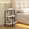 AWQM Marble End Table, 3-Tier Sofa Side Table, Small Round
