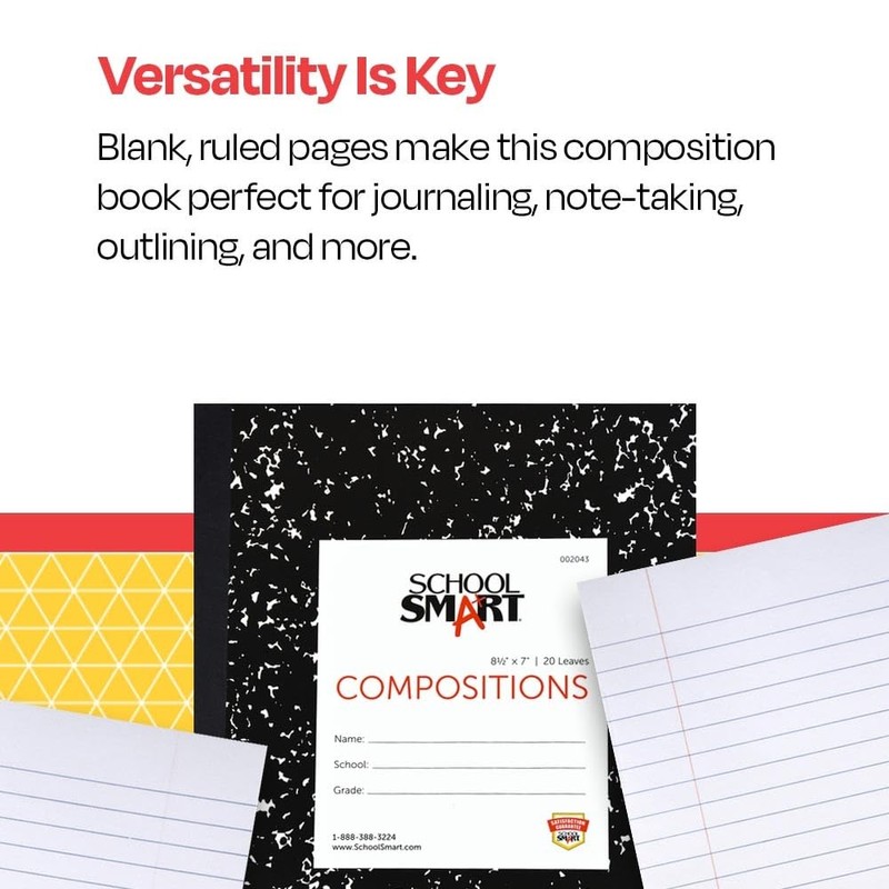 School Smart Flexible Cover Ruled Composition Book, 8-1/2 x 7