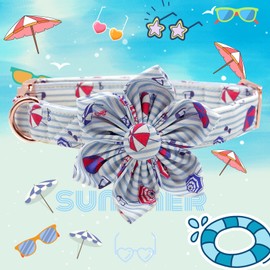 Lionheart glory Summer Dog Collar with Flower, Female Dog Collar Flower for Small Medium Large Dogs Adjustable Dog Flower Collar Bow