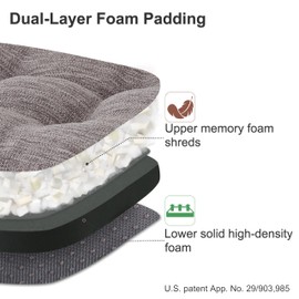 Shinnwa Chair Cushions for Dining Chairs 6 Pack, Tufted Memory Foam Kitchen Seat Cushions, Non-Slip Chair Pads with Ties, 16.5” x 16.5” x 3.5”, Light Brown, Set of 6