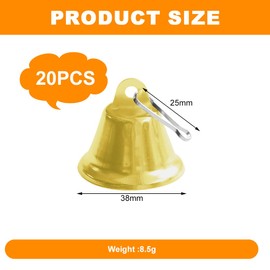 GmeDhc Bells for Crafts, Pack of 20 Bronze Vintage Bells, Beautiful Copper Bells, Golden Bell for Crafts, Christmas Bells, Crafts, Wind Chimes, Dog Training