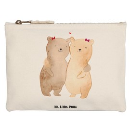 Mr. & Mrs. Panda Make-Up Bag Bear Sisters, White, Hand Drawn