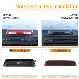 Third Brake Light Cover Trim,3rd Third Brake Tail Light Lamp Cover Trim Overlay Compatible with 2007-2021 Toyota Tundra,High Mount Stop Light Rear Tail Light Cover Trim Made of ABS,Smoked Lens