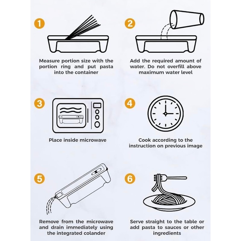 BNYD Microwave Pasta Cooker with Built-in Strainer Lid – Spaghetti