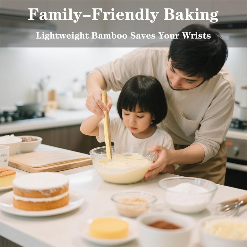 Golyhel 2 PCS 11'' Bamboo Spurtle,Sourdough Spatula Bread Mixing Stir