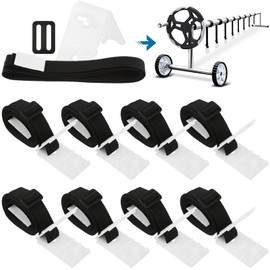 BESPORTBLE Pool Solar Cover Reel Attachment Kit Durable Nylon Straps and Tabs Fasten Plates Buckles for Secure Solar Blanket Installation Fits Swimming Pools