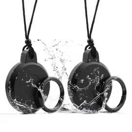 Airtag-Halter, wasserdicht, Airtag-Halskette, Airtag-Schlüsselanhänger, Airtag-Hülle, verschraubter Airtag-Schutz, versteckter GPS-Tracker, Airtag für Kinder(Obsidianschwarz 2er Pack)