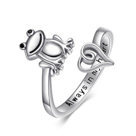 Palpitate Frog Rings Frog Rings for Women Animal Heart Rings 925 Sterling Silver OpenThumb Frog Gifts Jewelry for Women Mom Her Adjustable