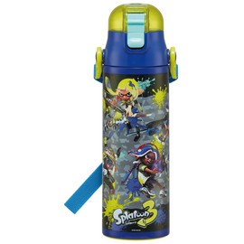 Skater SKDC6-A Children's Stainless Steel Water Bottle, 2-Way Direct Drinking, 20.8 fl oz (580 ml), Cup Drinking, 20.4 fl oz (570 ml), Splatoon 3, Lightweight Type, For Boys, Hot & Cold Water Bottle,
