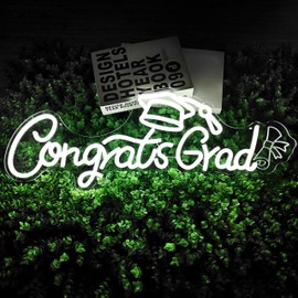 Congrats Grad Neon Sign 25.31x 9.64Inch large Graduation Neon Sign for Backdrop Grad Led Sign Graduation Light Up signs Neon Light With Graduation Cap Scroll for Class Of 2025 Party Celebrations
