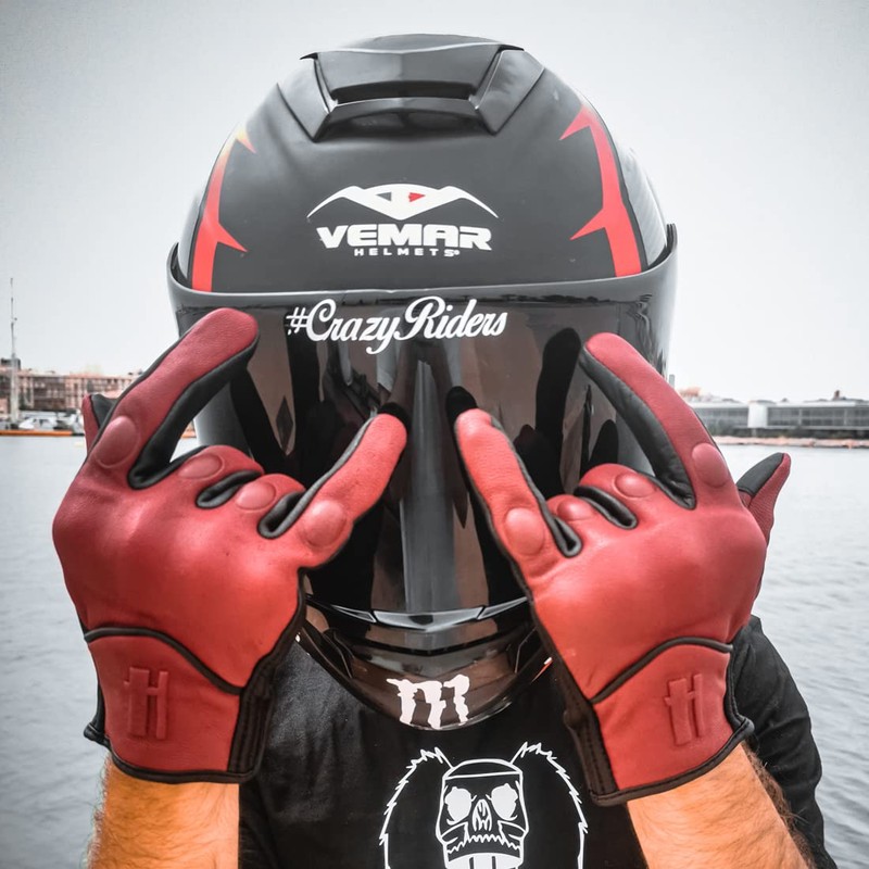 Harssidanzar Motorcycle Gloves for Men,Leather Touch Screen Riding Driving Gloves