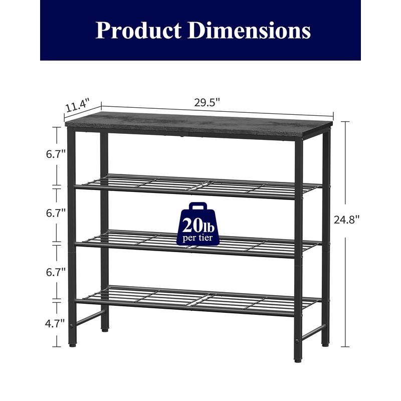 Kitsure Shoe Rack for Closet, Shoe Organizer with Leveling Feet,