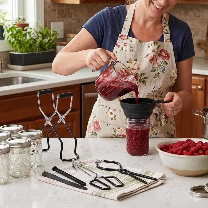 Canning Supplies Starter Kit with Rack, Jar Lifter, Tongs, Funnel,