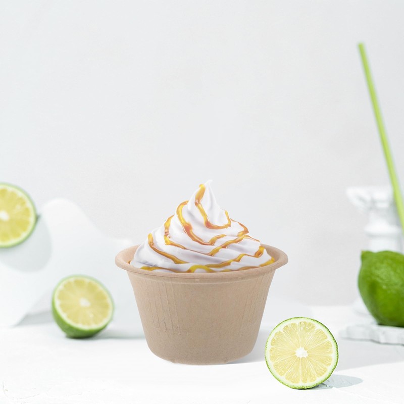 50pcs Brown Paper Ice Cream Cups: Disposable Dessert Bowls Snack