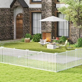 S AFSTAR 80" x 51" Garden Fence Outdoor Fence Set of 2, PVC Picket Fence Panels Decorative Privacy Screen Kit, Dog Fencing Pool Equipment Enclosure Temporary Fence for Yard, Pool & Garden(White)