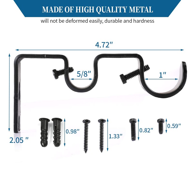 Anndason Heavy Duty Curtain Rod Brackets Double Curtain Rod Brackets