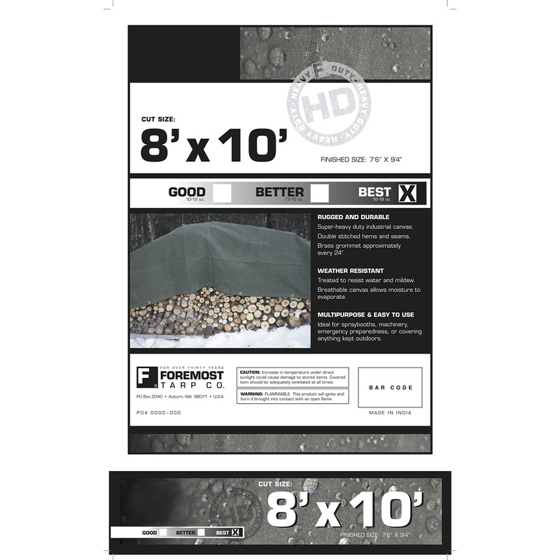 Dry Top 60810 Canvas Tarp, 8x10 Feet, Olive Green Drab