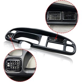 ECOTRIC Dash Board Bezel Compatible with 1998-2002 Dodge Ram 1500 2500 3500 Truck Cover Instrument W/Vent Replace for 5GK51DX9AA, 5EU11DX9AB - Clips Included