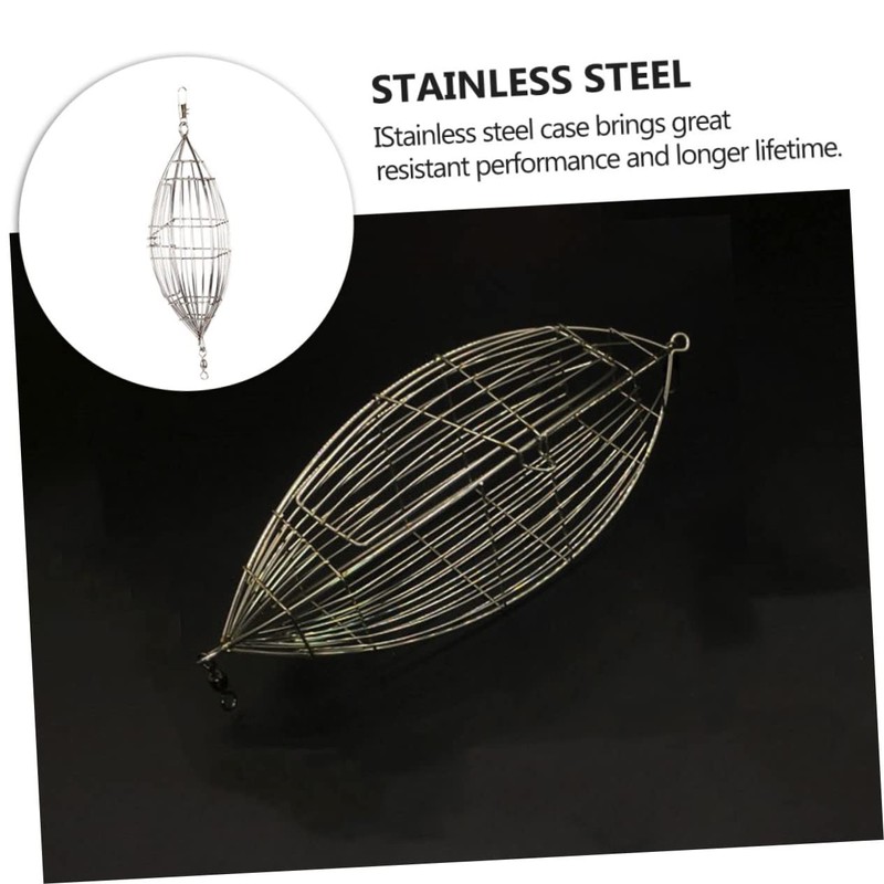 KOMBIUDA 1pcs Stainless Steel Olive Shape Fishing Bait Cage for