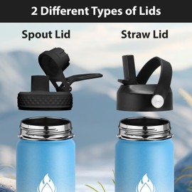 SENDESTAR Water Bottle 40oz Double Wall Vacuum Insulated Leak Proof Stainless Steel Sports Water Bottle—Wide Mouth with New Flex Straw Lid & Spout Lid (Sweet Candy)