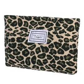 Creaher Leopard Cosmetic Bag Waterproof Make Up Bag with Zipper, Multi-Functional Ladies Wash Bag Travel Toiletry for Women & Girls