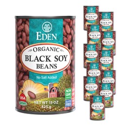 Eden Organic Black Soybeans, 15 oz Can (12-Pack), Complete Protein, No Salt, Non-GMO, Gluten Free, Vegan, Kosher, U.S. Grown, Heat and Serve, Macrobiotic, Soy Beans …