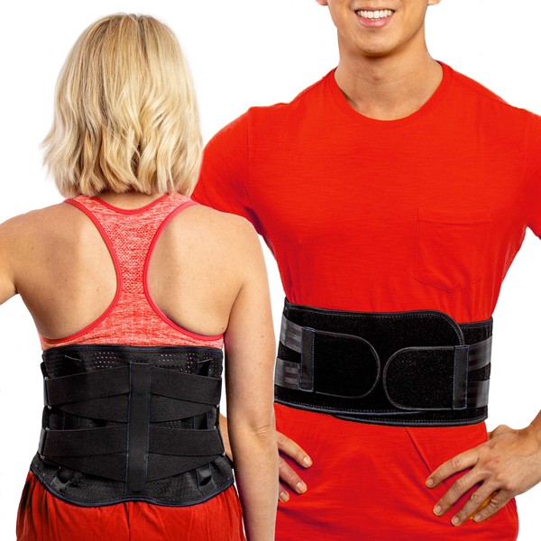 FlexGuard Support Back Brace - Back Support Belts for Men Women, Compression Lower Back Brace for Pain Relief, Strained Muscles, Breathable Lumbar Belts with Functional Pocket for Sciatica (XL)