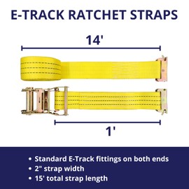 4 Pack E-Track Ratchet Straps 2" x15' 4400LB Tie Down