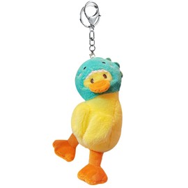 BONICI Men Women Cute Funny Warm Soft Wearing Animal Hat Plush Dancing Yellow White Duck Keychain Key-Chains Keyring New Year Christmas Gift Handbag Car Key Backpack Pendant -Dinosaur