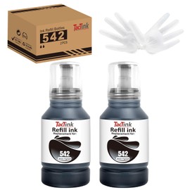 TacTink 542 Black Ink Bottle Refill Compatible for Epson 542 T542 Ink Ultra-high Capacity Work for Epson ET-16600 ET-5800 ET-5850 ET-5880 ET-16650 ST-C8000 ST-C8090 Printer (2 Black, 127ml)