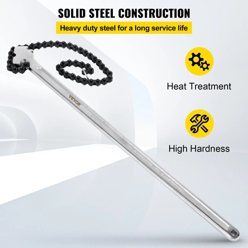 Carbon Steel Chain Pipe Wrench Metric 24-Inch 6.7-Inch Diameter Capacity