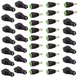DeguangXin 20 Pairs 12V Male + Female 2.1x5.5MM DC Power Jack Plug Adapter Connector for CCTV Camera and LED Strip Light