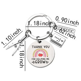 Appreciation Gifts for Teachers Thank You for Helping Me Grow Keychain Principal Teacher Gifts for Christmas Birthday Graduation Tutor Mentor Math Teacher Presents for Women Men from Student